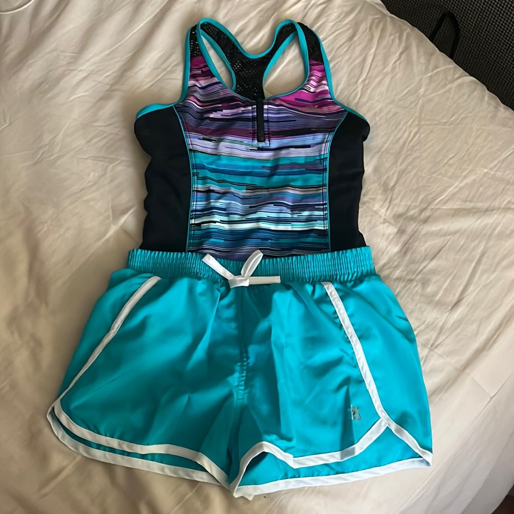 ZeroXposur one piece with cover up shorts set
